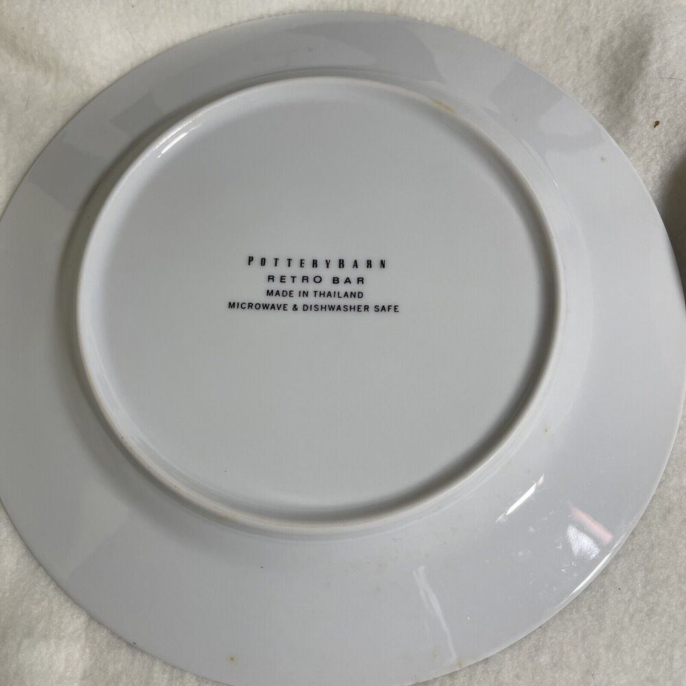 4-Pottery Barn "RETRO BAR" 8.25" Salad Plates Drink Recipes - Picture 4 of 4